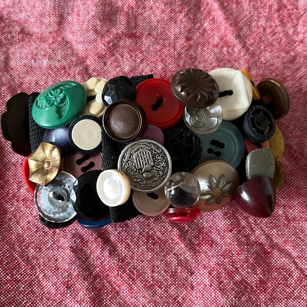 One of a kind button bracelet with a Velcro fastening